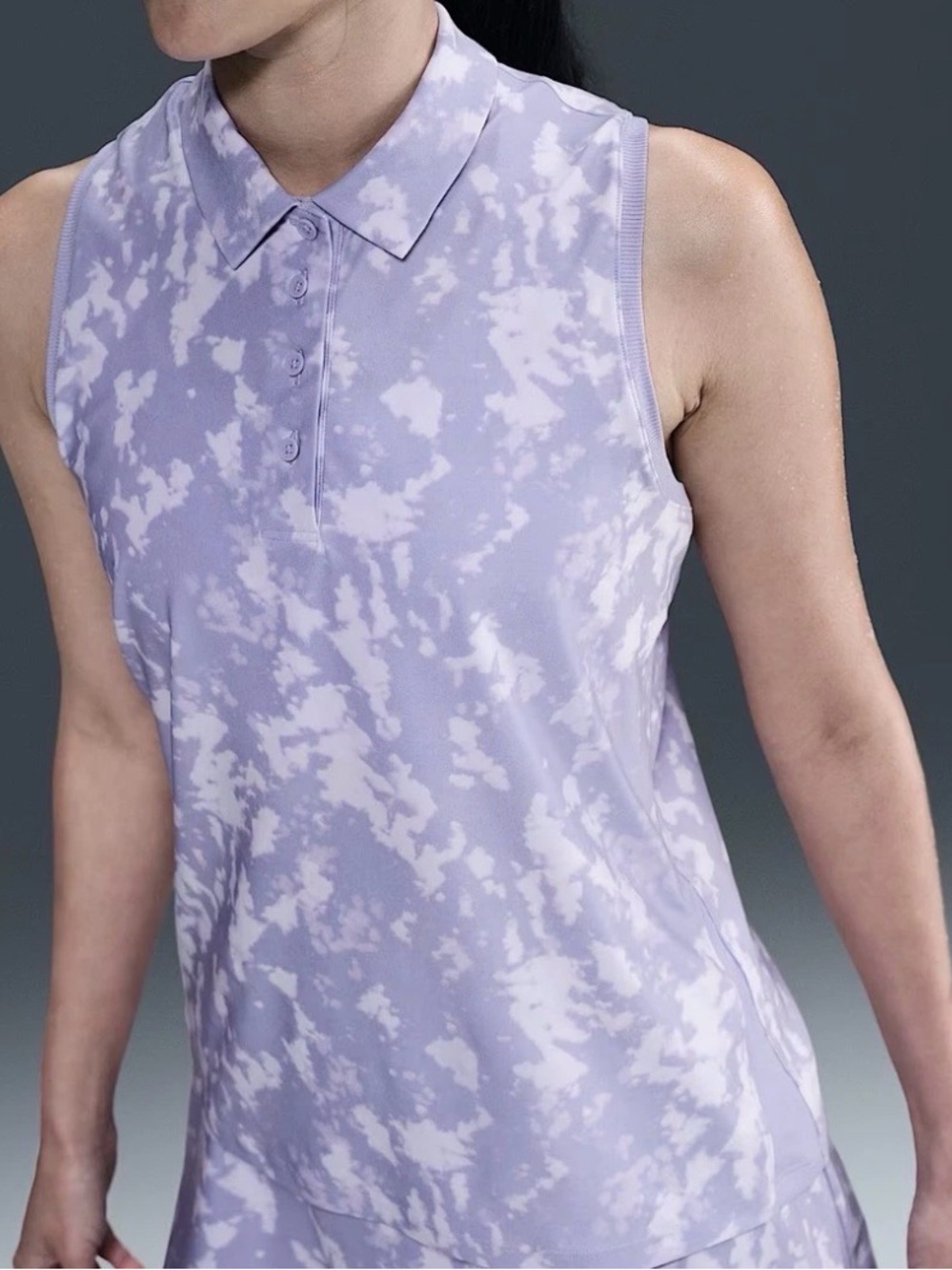 Nike Golf Sleeveless Polo Shirt Lavender Cloud Dye Print Size S. NWT